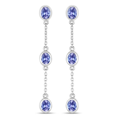 1.98 Carat Genuine Tanzanite .925 Sterling Silver Earrings Bids.com