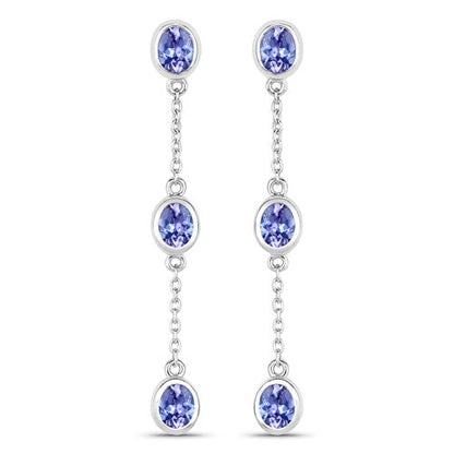 1.98 Carat Genuine Tanzanite .925 Sterling Silver Earrings Bids.com