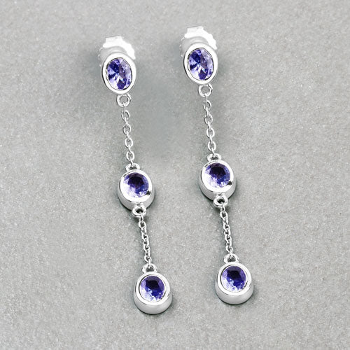 1.98 Carat Genuine Tanzanite .925 Sterling Silver Earrings Bids.com