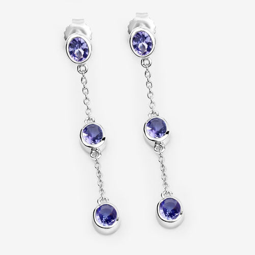 1.98 Carat Genuine Tanzanite .925 Sterling Silver Earrings Bids.com