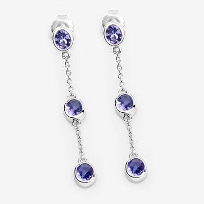 1.98 Carat Genuine Tanzanite .925 Sterling Silver Earrings Bids.com