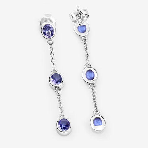 1.98 Carat Genuine Tanzanite .925 Sterling Silver Earrings Bids.com