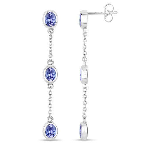 1.98 Carat Genuine Tanzanite .925 Sterling Silver Earrings Bids.com