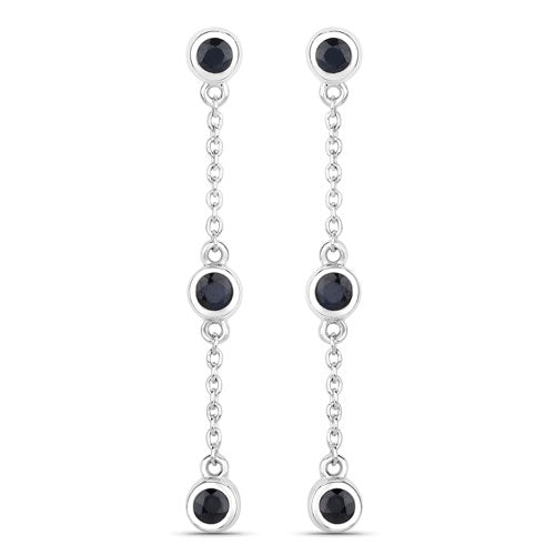0.66 Carat Genuine Blue Sapphire .925 Sterling Silver Earrings Bids.com