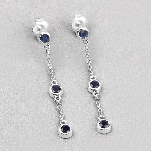 0.66 Carat Genuine Blue Sapphire .925 Sterling Silver Earrings Bids.com