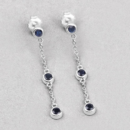0.66 Carat Genuine Blue Sapphire .925 Sterling Silver Earrings Bids.com