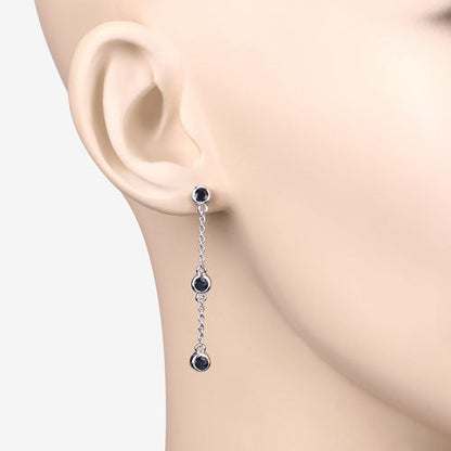 0.66 Carat Genuine Blue Sapphire .925 Sterling Silver Earrings Bids.com