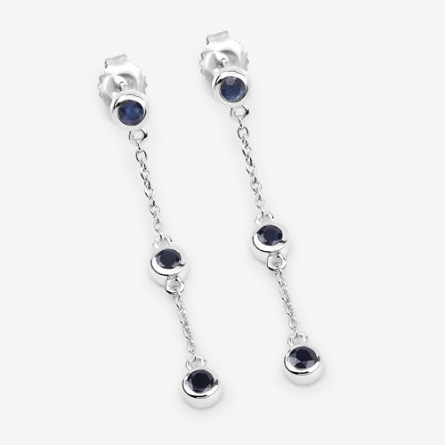 0.66 Carat Genuine Blue Sapphire .925 Sterling Silver Earrings Bids.com