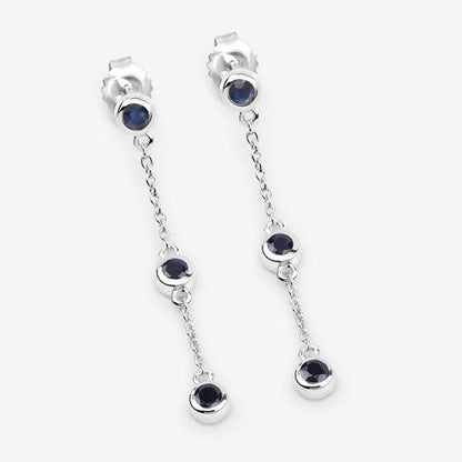 0.66 Carat Genuine Blue Sapphire .925 Sterling Silver Earrings Bids.com