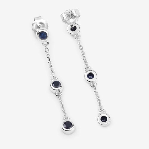 0.66 Carat Genuine Blue Sapphire .925 Sterling Silver Earrings Bids.com