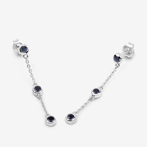 0.66 Carat Genuine Blue Sapphire .925 Sterling Silver Earrings Bids.com