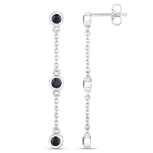 0.66 Carat Genuine Blue Sapphire .925 Sterling Silver Earrings Bids.com