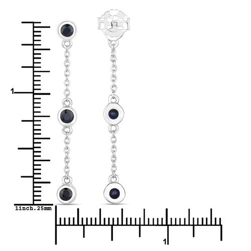 0.66 Carat Genuine Blue Sapphire .925 Sterling Silver Earrings Bids.com