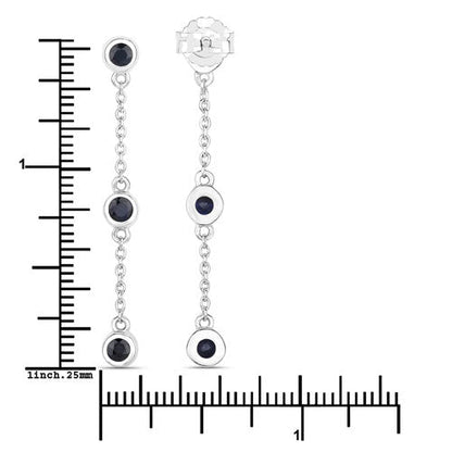0.66 Carat Genuine Blue Sapphire .925 Sterling Silver Earrings Bids.com