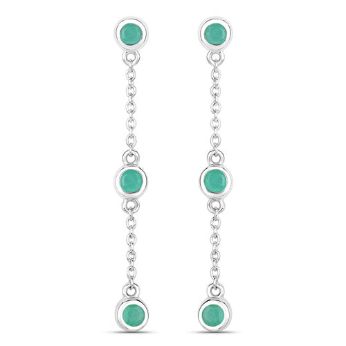 0.60 Carat Genuine Emerald .925 Sterling Silver Earrings Bids.com