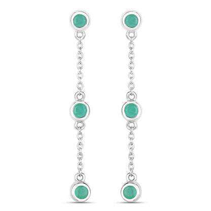 0.60 Carat Genuine Emerald .925 Sterling Silver Earrings Bids.com