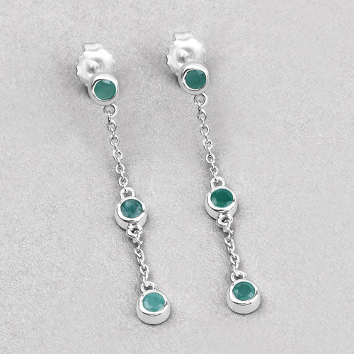 0.60 Carat Genuine Emerald .925 Sterling Silver Earrings Bids.com