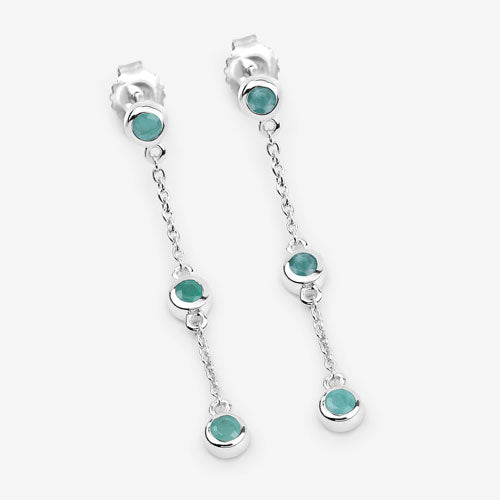 0.60 Carat Genuine Emerald .925 Sterling Silver Earrings Bids.com