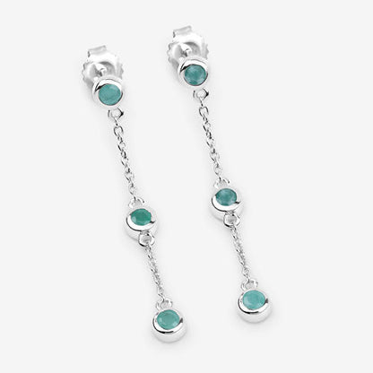 0.60 Carat Genuine Emerald .925 Sterling Silver Earrings Bids.com