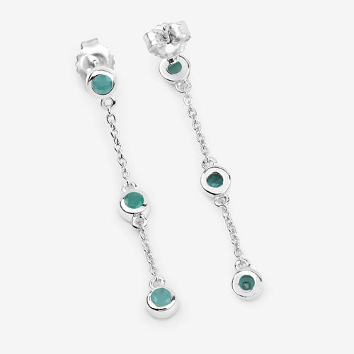 0.60 Carat Genuine Emerald .925 Sterling Silver Earrings Bids.com