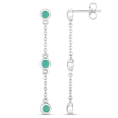 0.60 Carat Genuine Emerald .925 Sterling Silver Earrings Bids.com