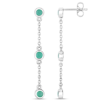 0.60 Carat Genuine Emerald .925 Sterling Silver Earrings Bids.com
