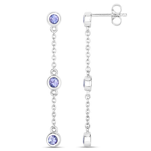 0.60 Carat Genuine Tanzanite .925 Sterling Silver Earrings Bids.com