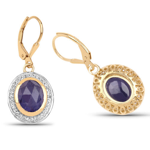 14K Yellow Gold Plated 7.42 Carat Genuine Tanzanite and White Topaz .925 Sterling Silver Earrings Bids.com