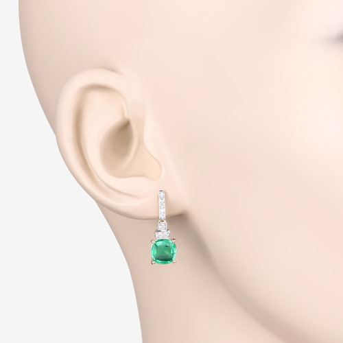 2.72 Carat Genuine Ethiopian Emerald and White Diamond 14K Yellow Gold Earrings Bids.com
