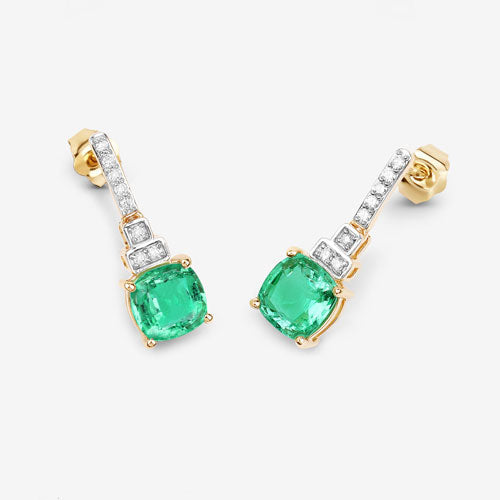 2.72 Carat Genuine Ethiopian Emerald and White Diamond 14K Yellow Gold Earrings Bids.com