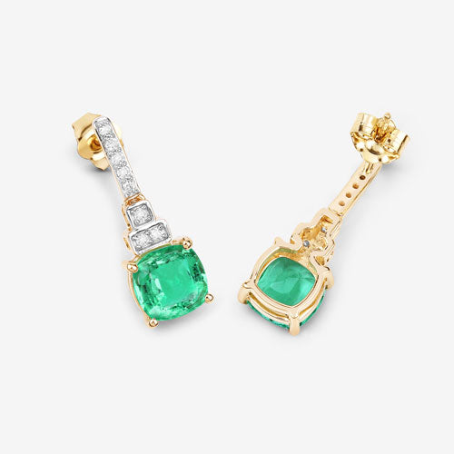 2.72 Carat Genuine Ethiopian Emerald and White Diamond 14K Yellow Gold Earrings Bids.com