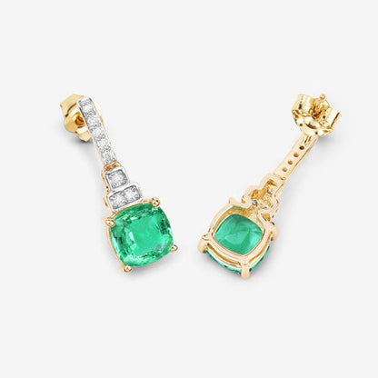 2.72 Carat Genuine Ethiopian Emerald and White Diamond 14K Yellow Gold Earrings Bids.com
