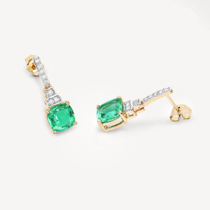 2.72 Carat Genuine Ethiopian Emerald and White Diamond 14K Yellow Gold Earrings Bids.com