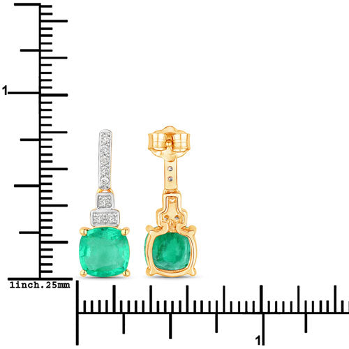 2.72 Carat Genuine Ethiopian Emerald and White Diamond 14K Yellow Gold Earrings Bids.com