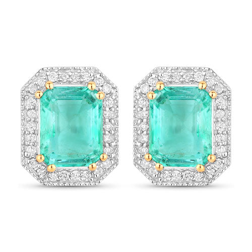 2.99 Carat Genuine Ethiopian Emerald and White Diamond 14K Yellow Gold Earrings Bids.com