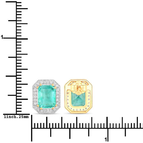 2.99 Carat Genuine Ethiopian Emerald and White Diamond 14K Yellow Gold Earrings Bids.com