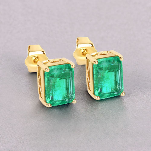 2.75 Carat Genuine Ethiopian Emerald 14K Yellow Gold Earrings Bids.com