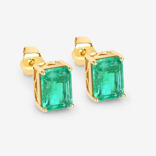 2.75 Carat Genuine Ethiopian Emerald 14K Yellow Gold Earrings Bids.com