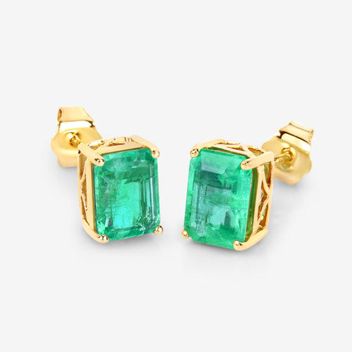 2.75 Carat Genuine Ethiopian Emerald 14K Yellow Gold Earrings Bids.com