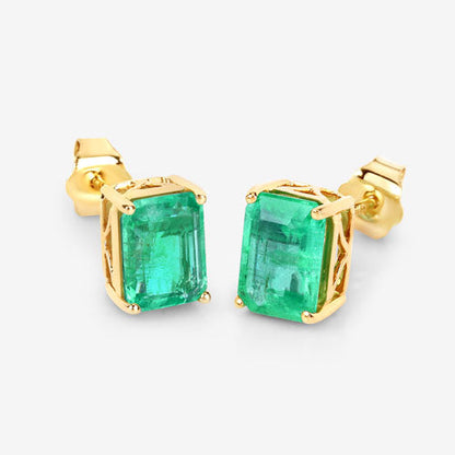 2.75 Carat Genuine Ethiopian Emerald 14K Yellow Gold Earrings Bids.com