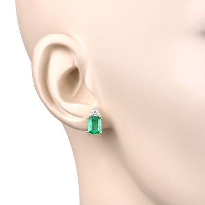 2.87 Carat Genuine Ethiopian Emerald and White Diamond 14K Yellow Gold Earrings Bids.com