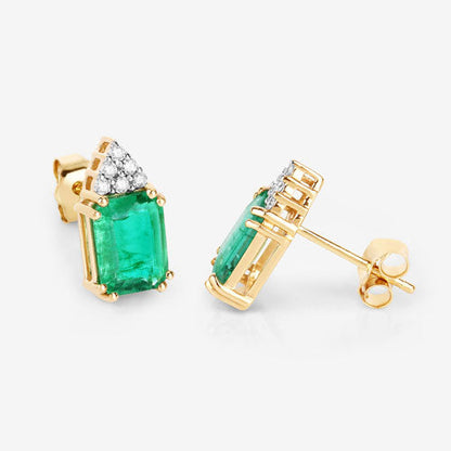 2.87 Carat Genuine Ethiopian Emerald and White Diamond 14K Yellow Gold Earrings Bids.com