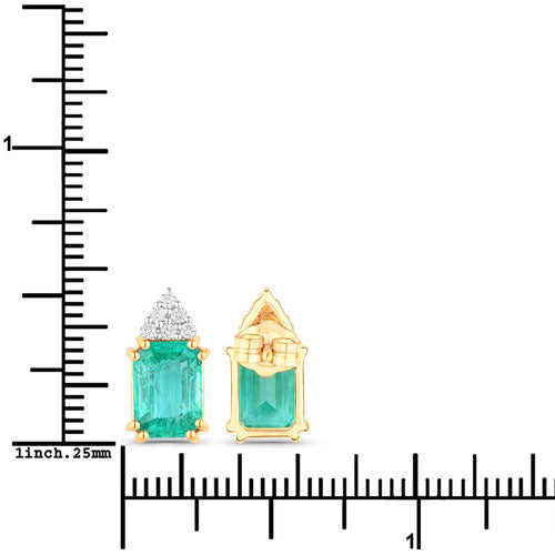 2.87 Carat Genuine Ethiopian Emerald and White Diamond 14K Yellow Gold Earrings Bids.com