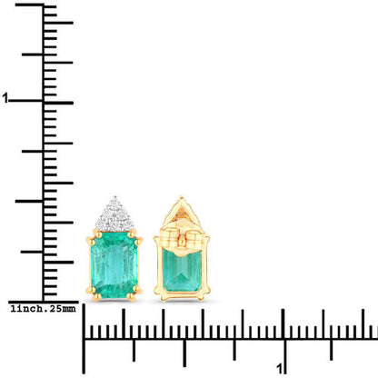 2.87 Carat Genuine Ethiopian Emerald and White Diamond 14K Yellow Gold Earrings Bids.com