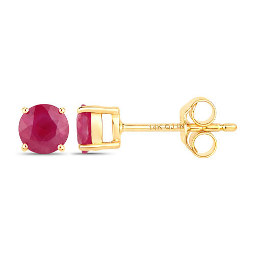 0.86 Carat Genuine Ruby 14K Yellow Gold Earrings Bids.com