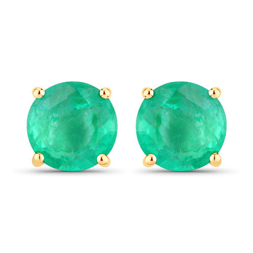 0.72 Carat Genuine Zambian Emerald 10K Yellow Gold Earrings Bids.com