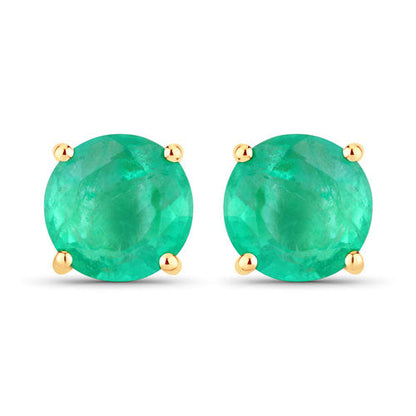 0.72 Carat Genuine Zambian Emerald 10K Yellow Gold Earrings Bids.com