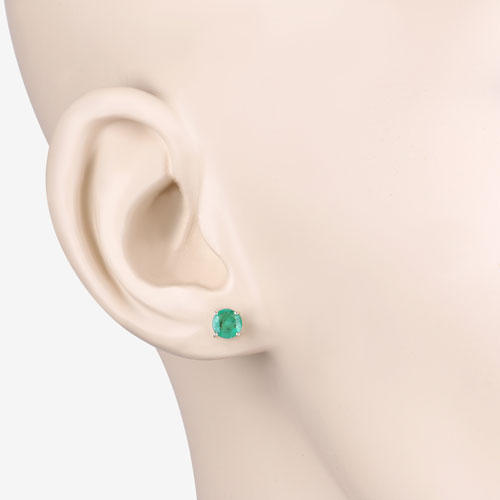 0.72 Carat Genuine Zambian Emerald 10K Yellow Gold Earrings Bids.com