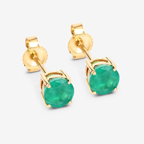0.72 Carat Genuine Zambian Emerald 10K Yellow Gold Earrings Bids.com