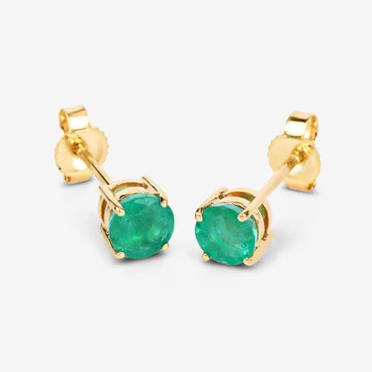 0.72 Carat Genuine Zambian Emerald 10K Yellow Gold Earrings Bids.com